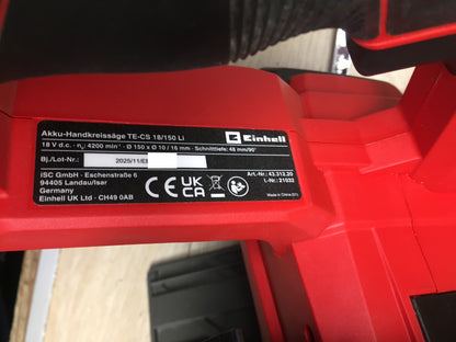 Einhell TE-CS 18/150 Li Akku-Handkreissäge SOLO (4331220), I40807