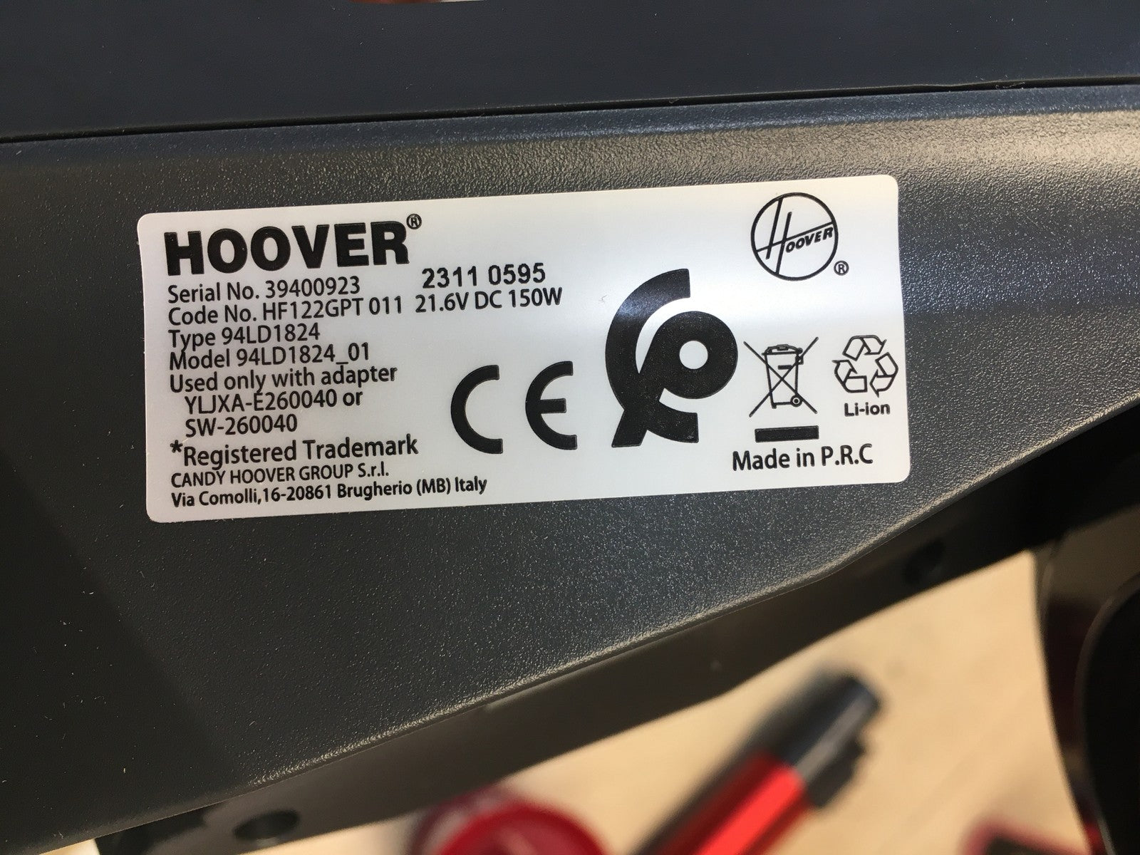 Hoover H-FREE 100 Akku-Staubsauger 94LD1824, kabellos, I38037