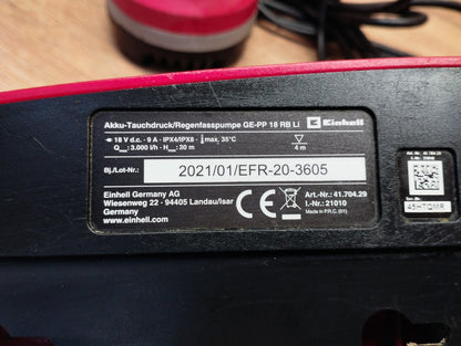 Einhell Akku-Tauchdruck/Regenfasspumpe GE-PP 18 RB Li Solo,18 V, I40731