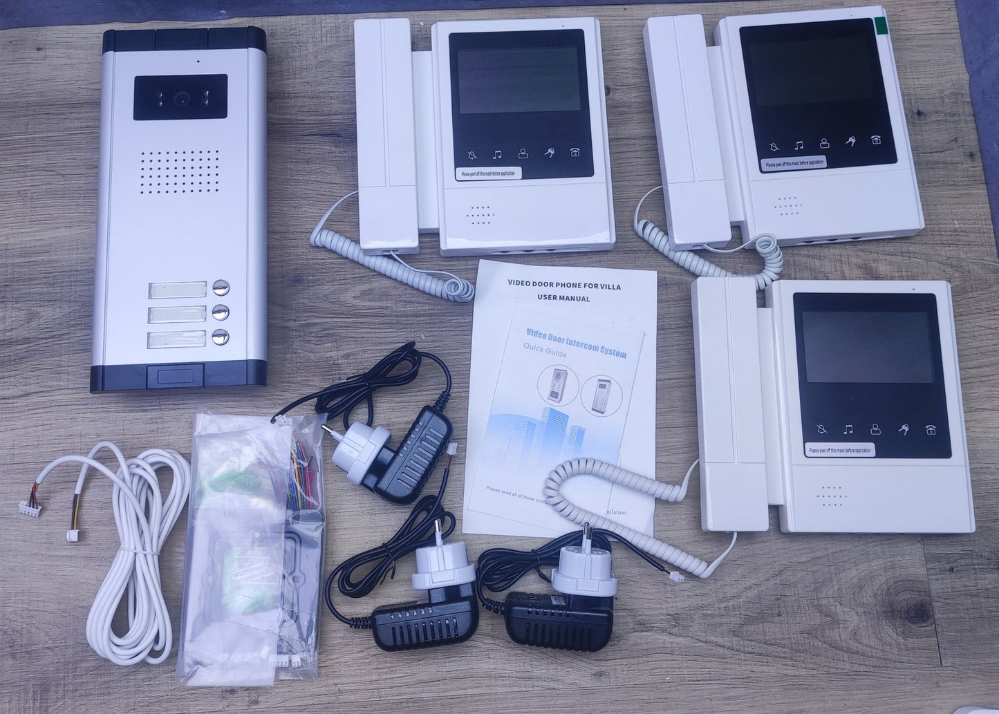 uoweky Video-Türsprechanlage 10,9 cm (4,3 Zoll) Verkabelt 3-Familienhaus I36192