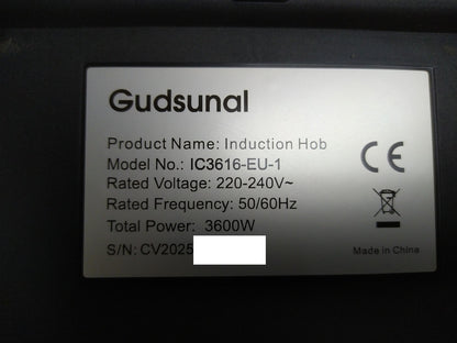 GUDSUNAL IC3616-EU-1 Induktionskochfeld mit 2 Kochzonen Einbau, I35601