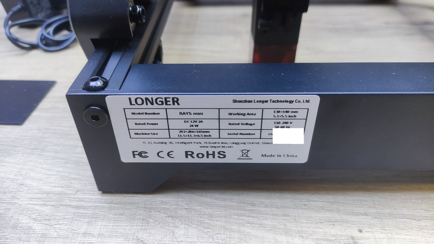 LONGER Ray5 mini Lasergraviermaschine, 2,5 W Laserleistung, I37201