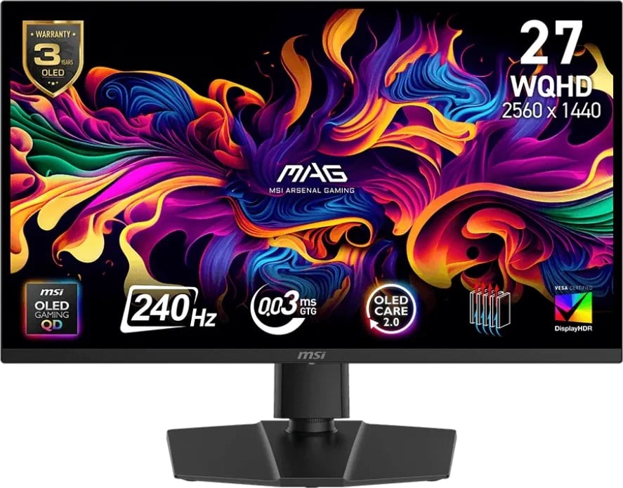 MSI MAG 273QP QD-OLED X24 Gaming Monitor 26.5 WQHD 2560x1440 Adaptive Sync 240Hz