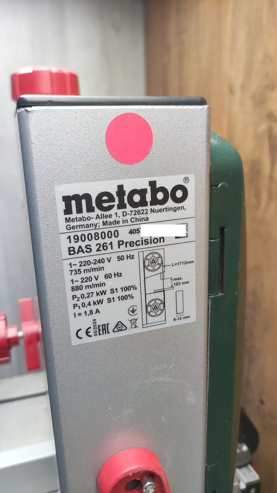 Metabo 19008000 Bandsäge BAS 261 PRECISION, I38237