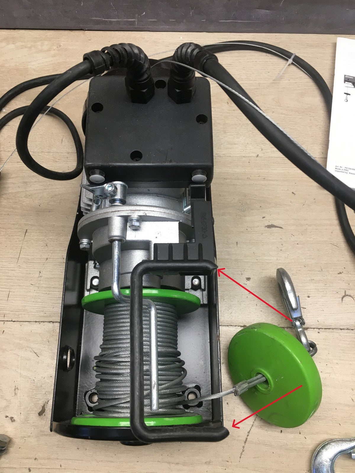 Ribimex PE125/250C/1 Elektrischer Seilzug 125/250 kg mit Umlenkrolle, I41011
