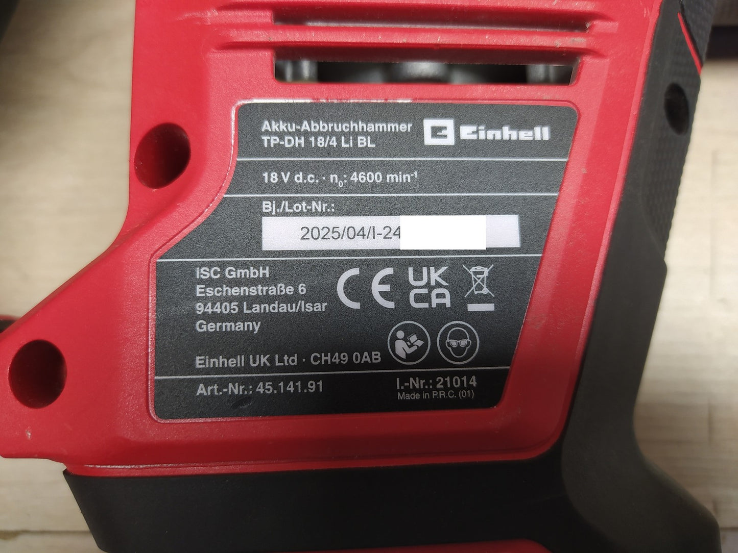 Einhell Akku-Abbruchhammer TP-DH 18/4 Li BL Solo, 18V, I37882