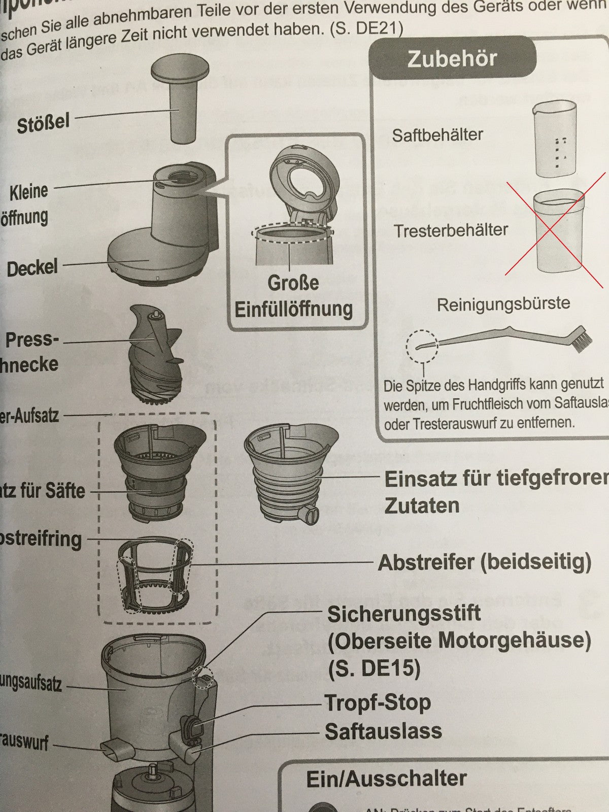 Panasonic Slow Juicer MJ-L700 elektrische Fruchtpresse, 150W, I39550