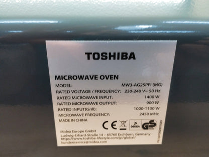 Toshiba MW3-AG25PFI(MG) Mikrowelle mit Grillfunktion, 25L, 900W, 1100W, I39734