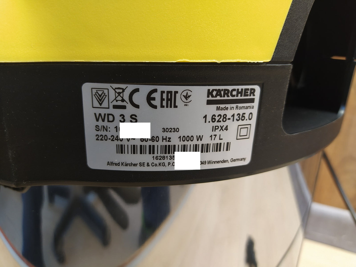 Kärcher 1.628-135.0 Nass-/Trockensauger WD 3 S, 1000W, 17L, I37933