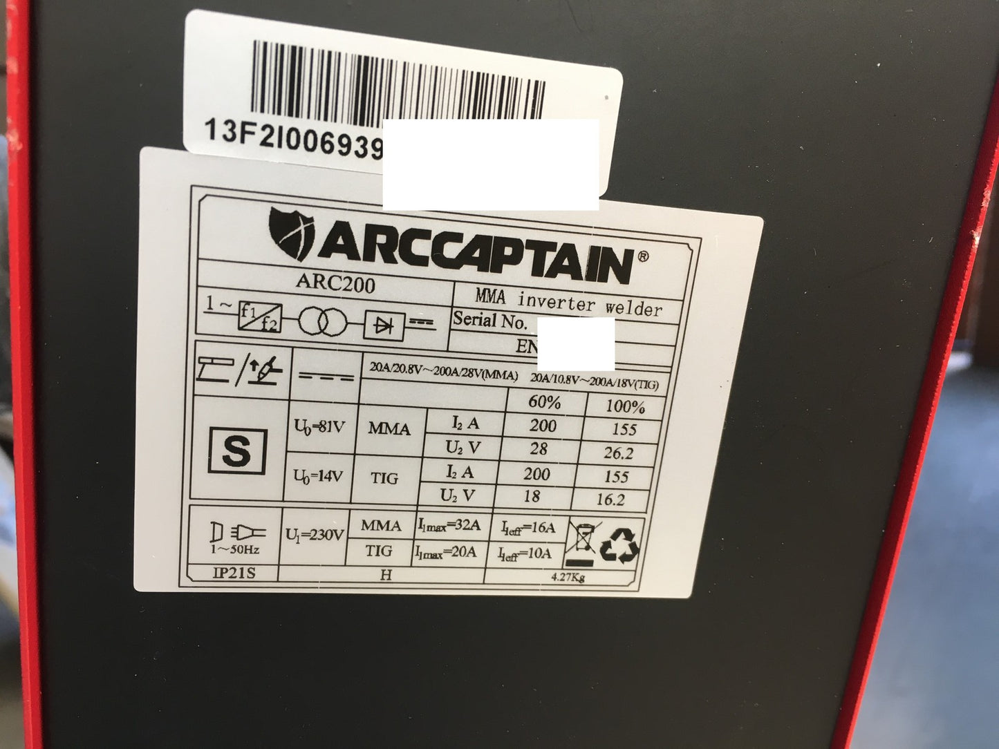 ARCCAPTAIN Schweißgerät ARC200, 200A, I38301