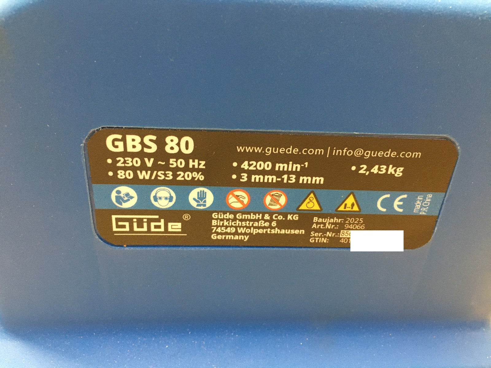 Güde 94066 Bohrerschärfgerät GBS 80, 80 W, Motordrehzahl 4200 1/min, I37958