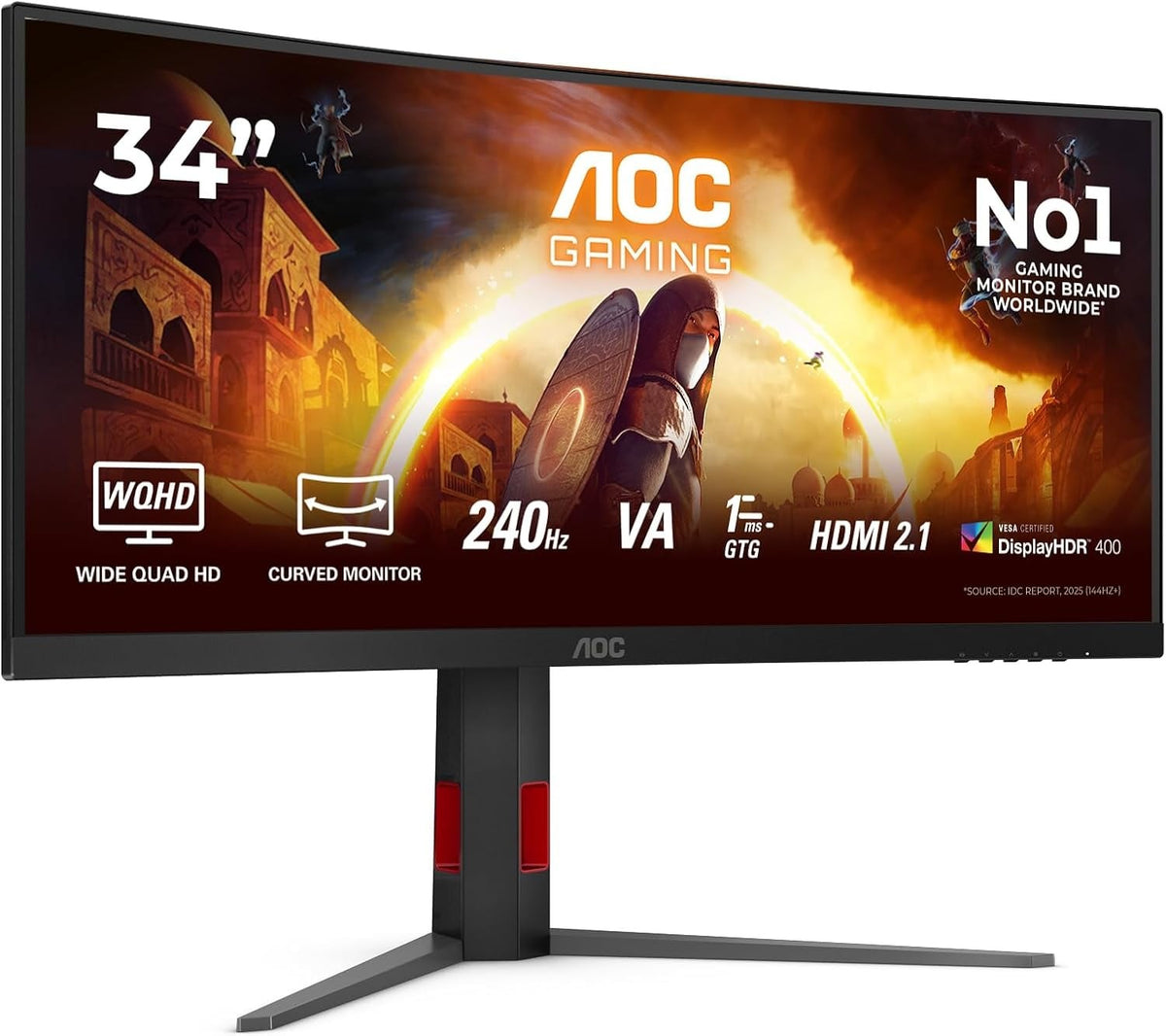 AOC CU34G4Z Gaming Monitor 34" UWQHD 3440x1440 VA HDR Adaptive Sync 240Hz 0.5ms