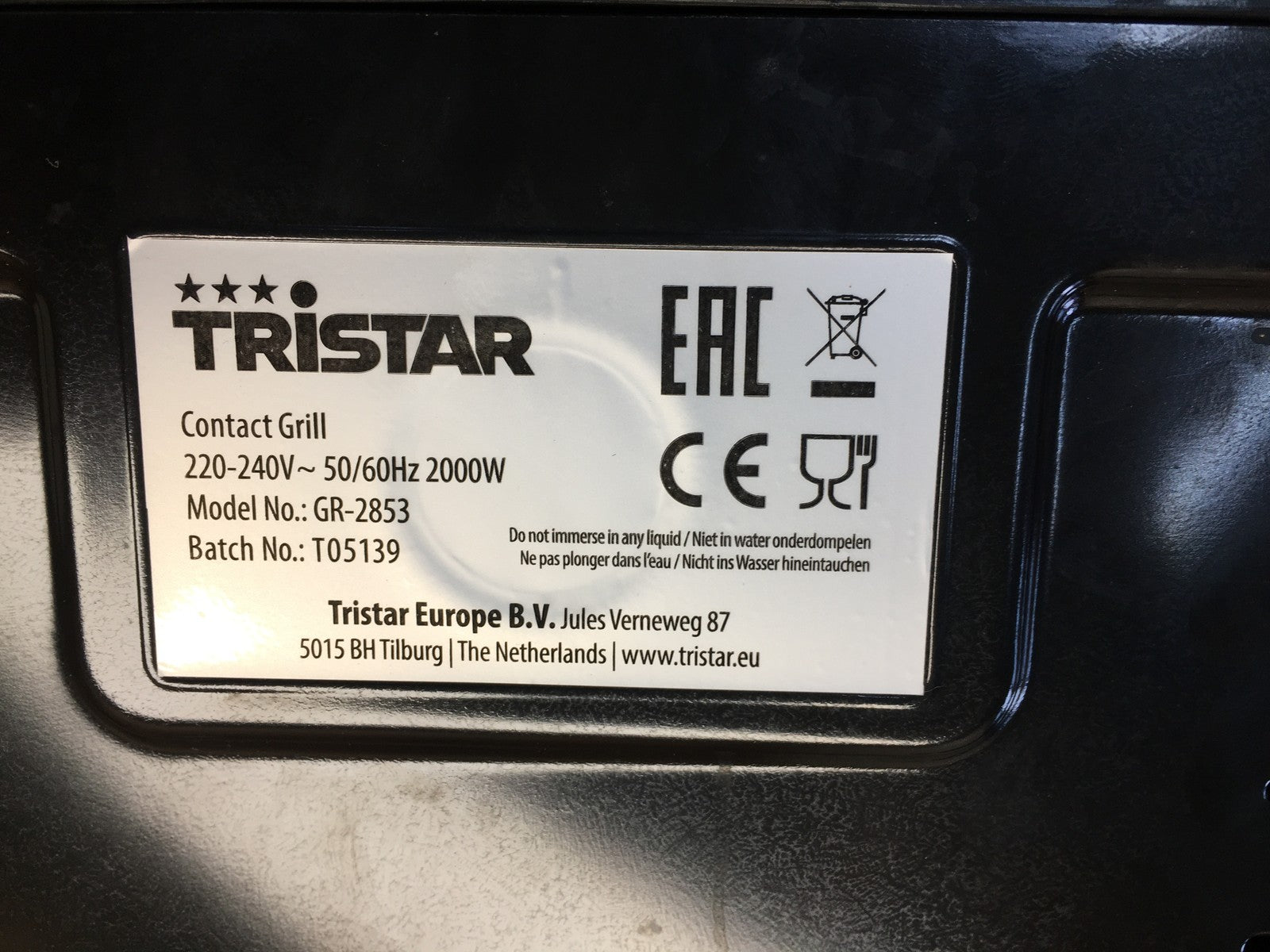 Tristar GR-2853 Kontaktgrill, Tischgrill, 2000W, I37638