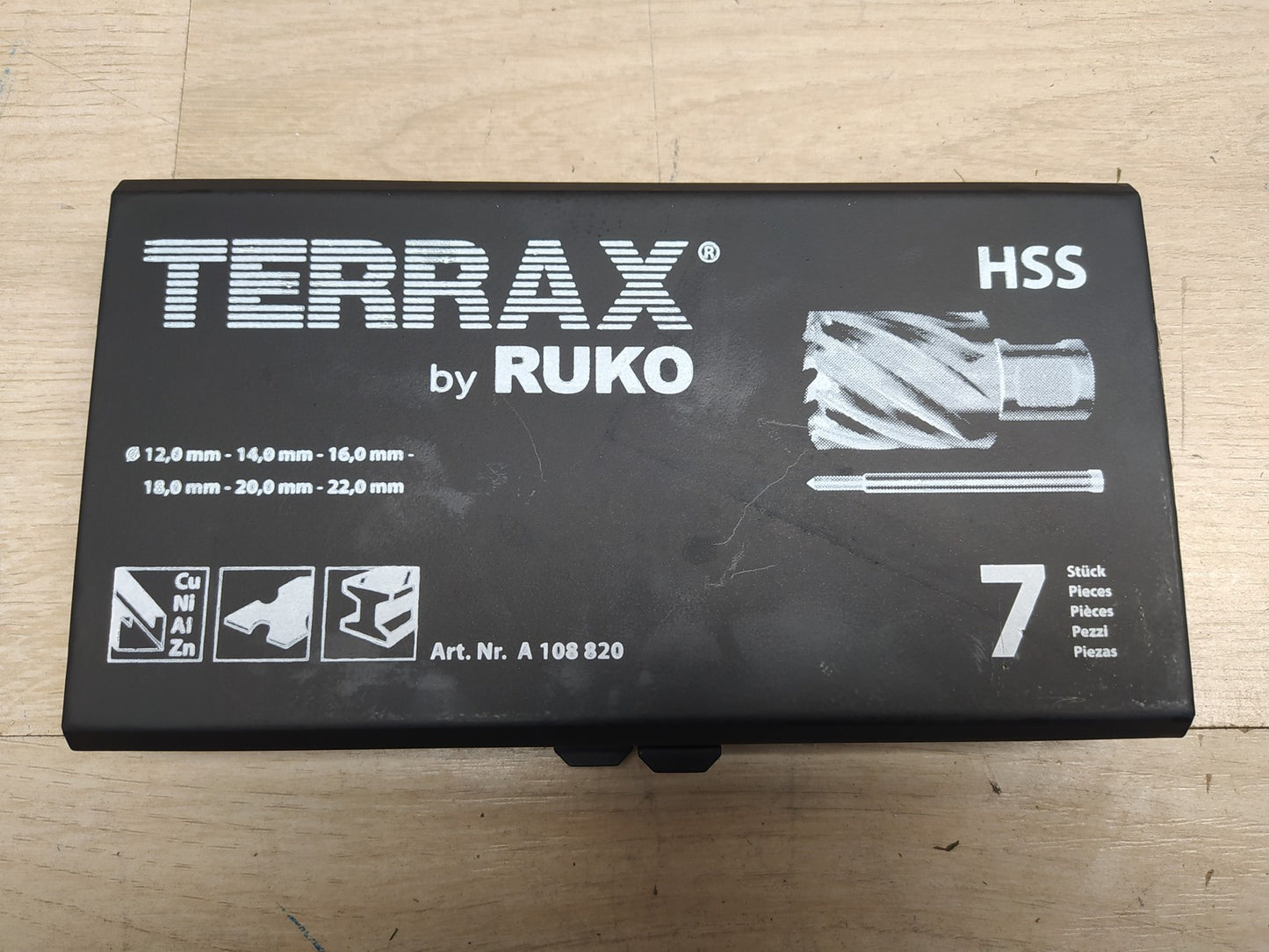 TERRAX A108820 Kernbohrer-Satz HSS mit Weldonschaft (3/4"), 7-teilig, I37271