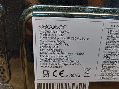 Cecotec ProClean 5020 Mirror Mikrowelle 01532, 20L, 700W, I39318