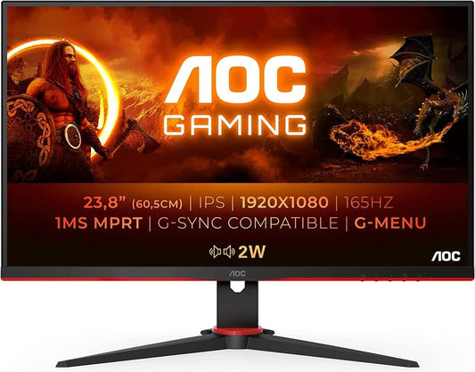 AOC 24G2SPU/BK Monitor 23.8" FHD 1920x1080 VGA HDMI DP Adaptive Sync 165Hz 1ms