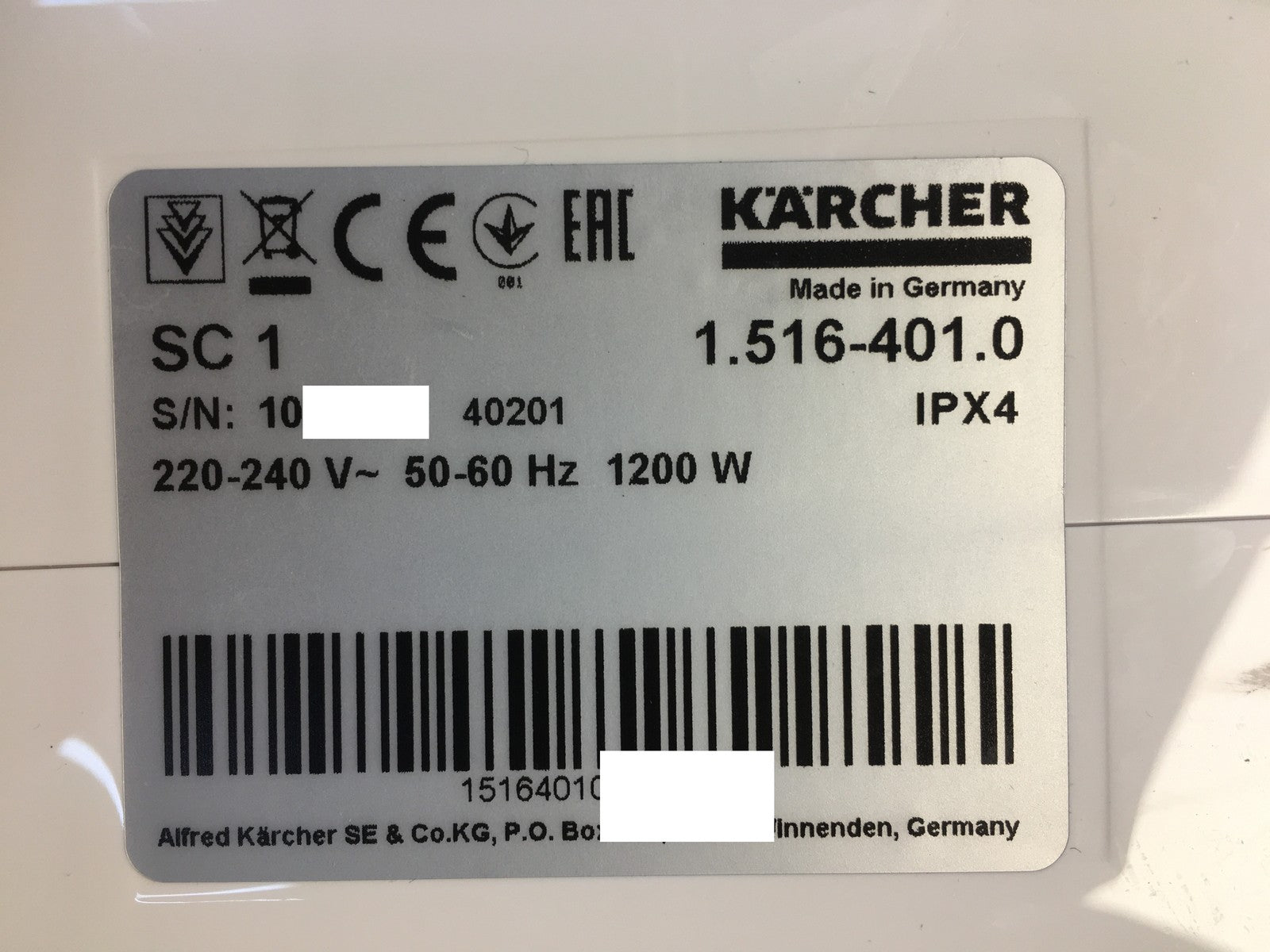 Kärcher Dampfreiniger SC 1 (1.516-401.0), Dampfdruck 3 bar, I37961