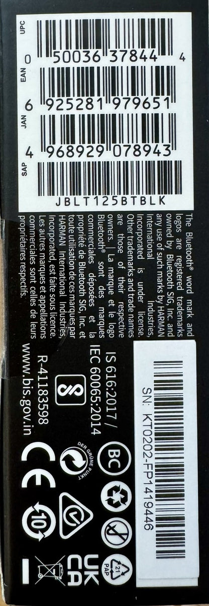 JBL Harman drahtloser In-Ear-Kopfhörer TUNE 125 BT schwarz I39593