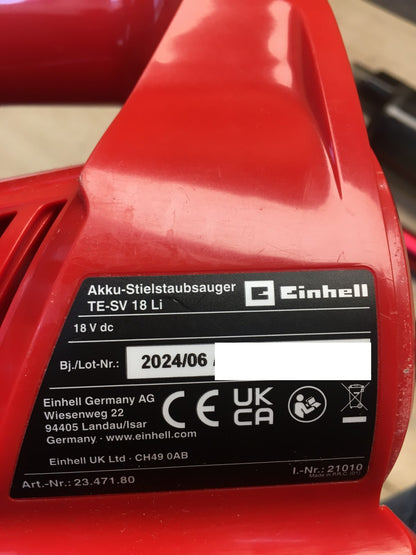 Einhell Akku-Stielstaubsauger TE-SV 18 Li Solo, 18V, I39860