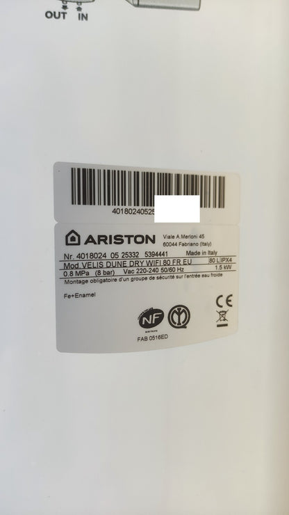 Ariston Velis Evo Dune Dry WiFi 80L Warmwaserspeicher, 1,5 kW, EEK:B, I38092