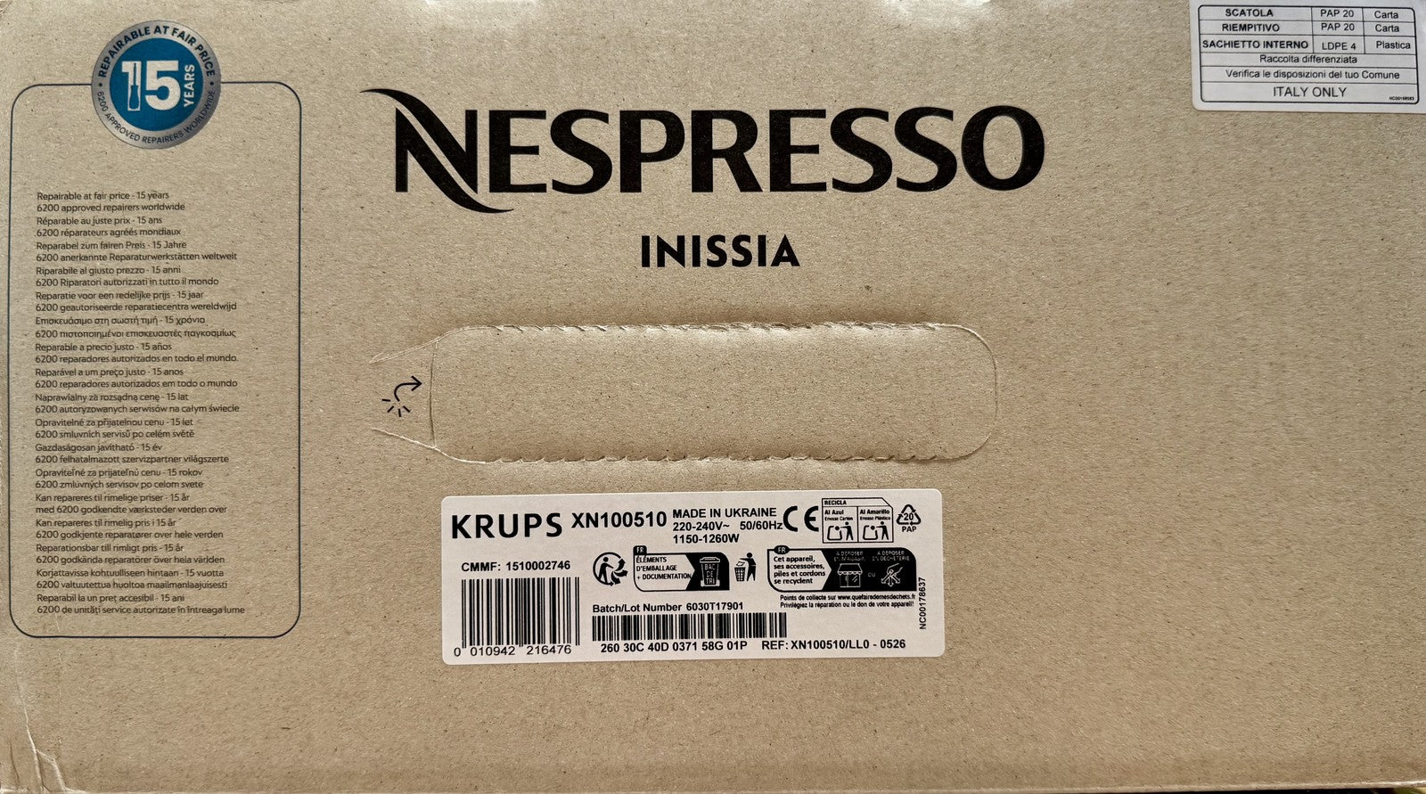 Krups Nespresso Inissia XN1005 Kaffeekapselmaschine, I39164