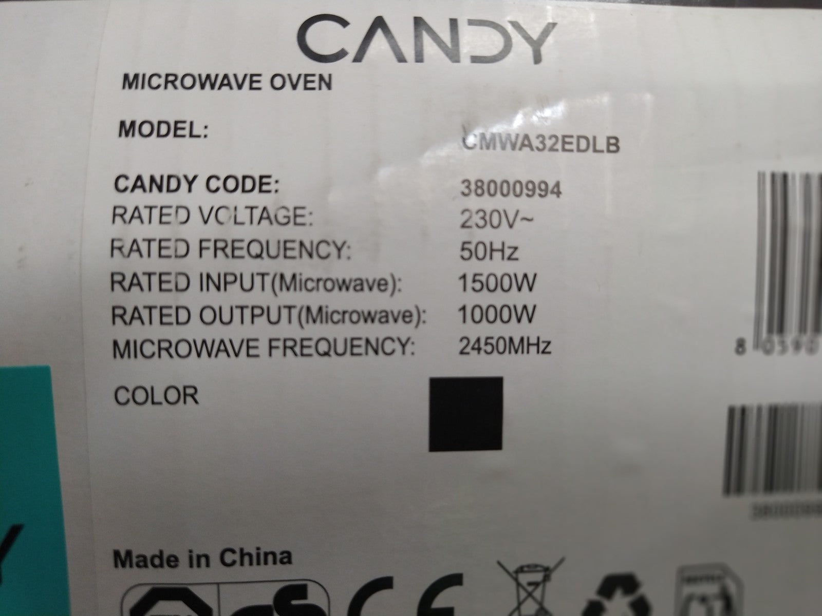 CANDY CMWA32EDLB Mikrowelle, I37763