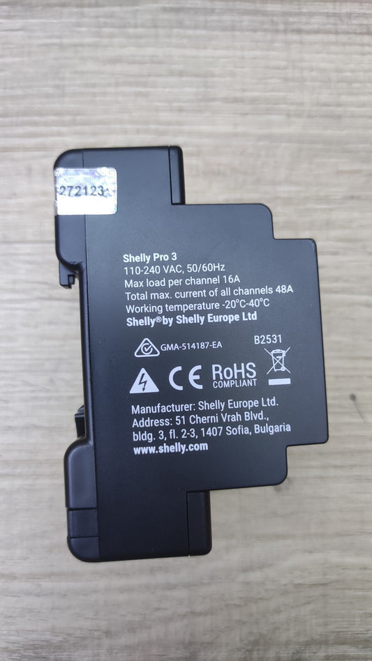 Shelly Pro 3 Wlan, LAN & Bluetooth 3 Kanäle Smart Relais, I40548