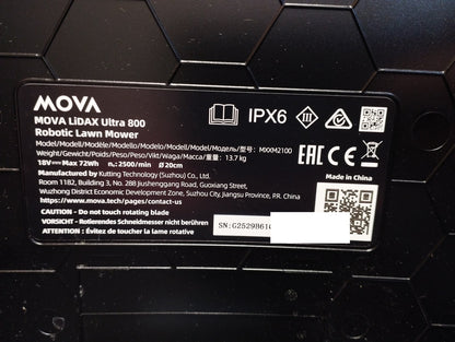 MOVA LiDAX Ultra 800 Mähroboter ohne Begrenzungskabel (MXXM2100), I39511