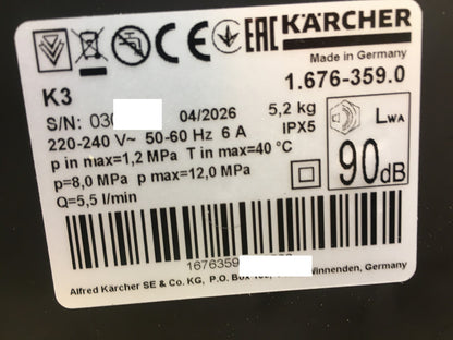 Kärcher 1.676-359.0 Hochdruckreiniger K 3, max. 120 bar, I40835