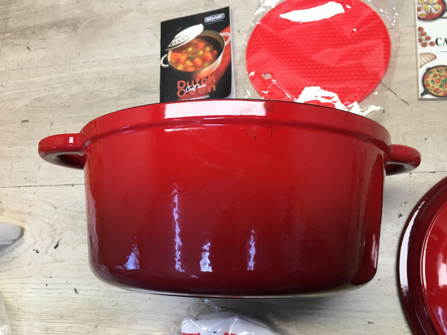 Overmont emaillierter Schmortopf Gusseisen 26cm, rot, I39308