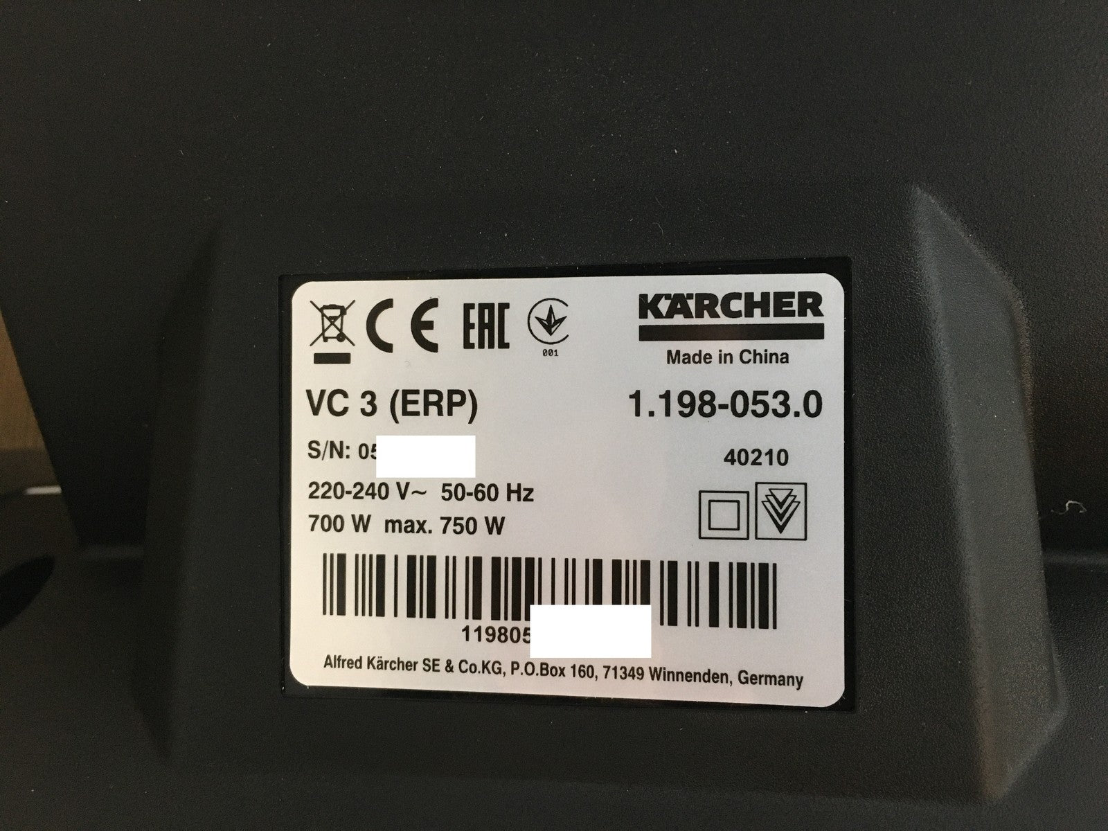 Kärcher Staubsauger VC 3 (1.198-053.0), beutellos, 700W, I39953