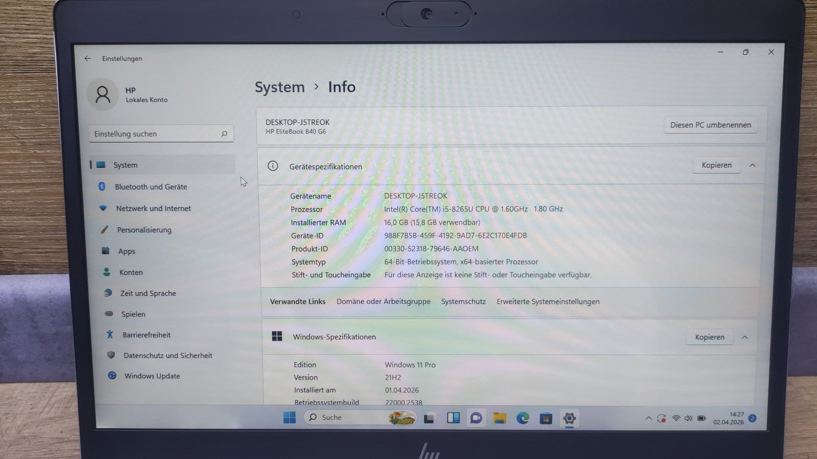 HP EliteBook 840 G6 Notebook 14" FHD Intel i5-8265U 16GB 512GB USB-C LTE WiFi