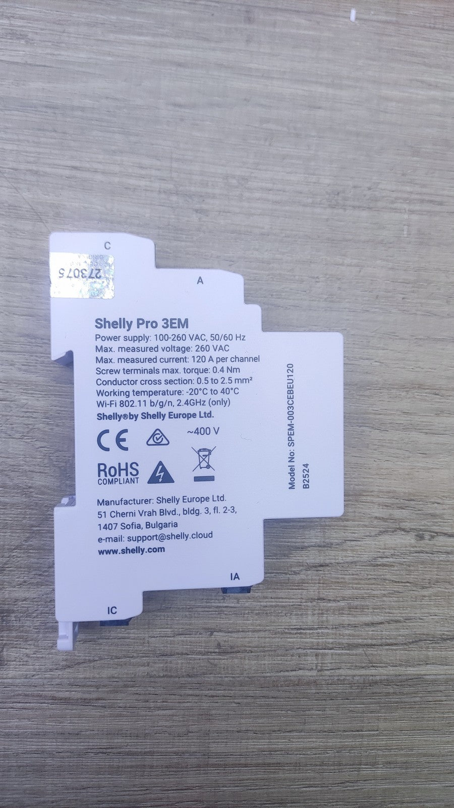 SHELLY Pro 3EM WLAN-Stromzähler, 3x120A Klemmen, I38024