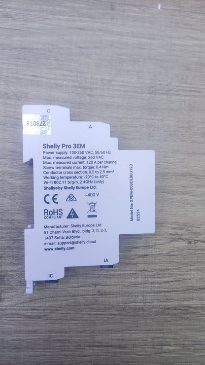 SHELLY Pro 3EM WLAN-Stromzähler, 3x120A Klemmen, I38024
