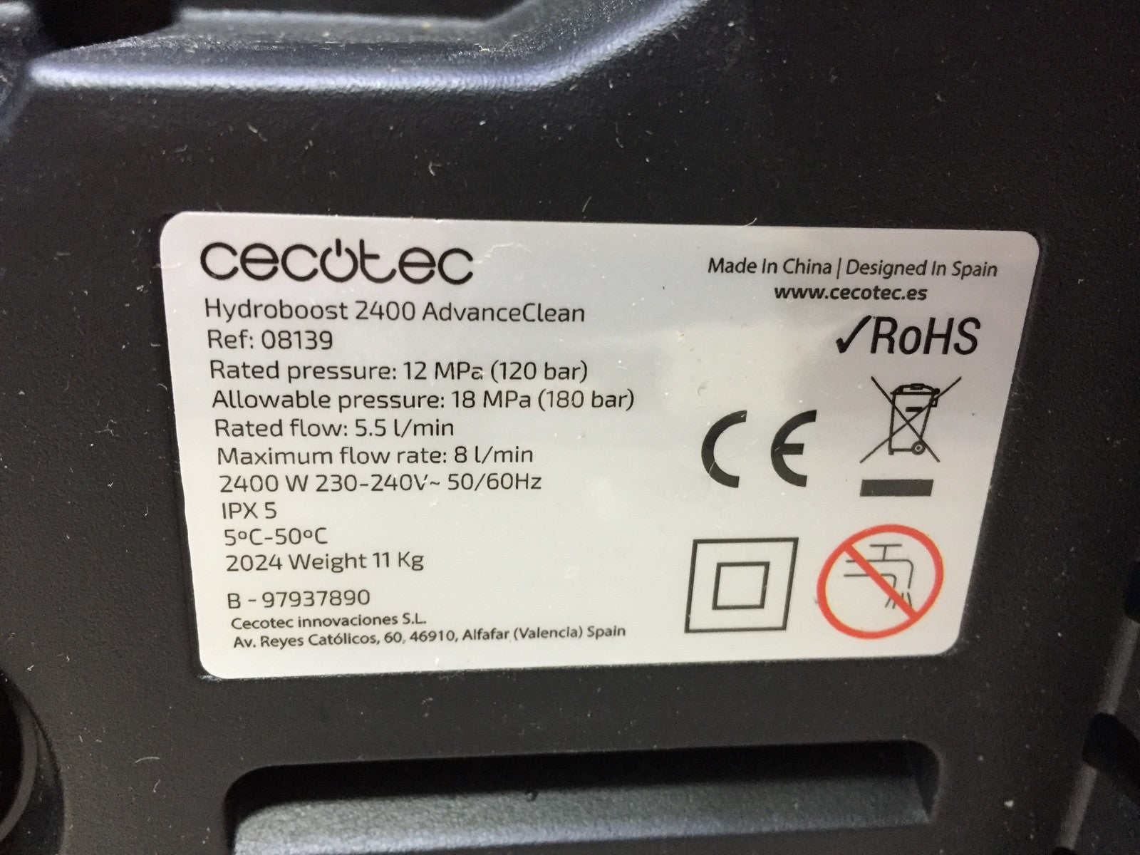 Cecotec 08139 Hochdruckreiniger HydroBoost 2400 AdvanceClean, 2400 W, I33315