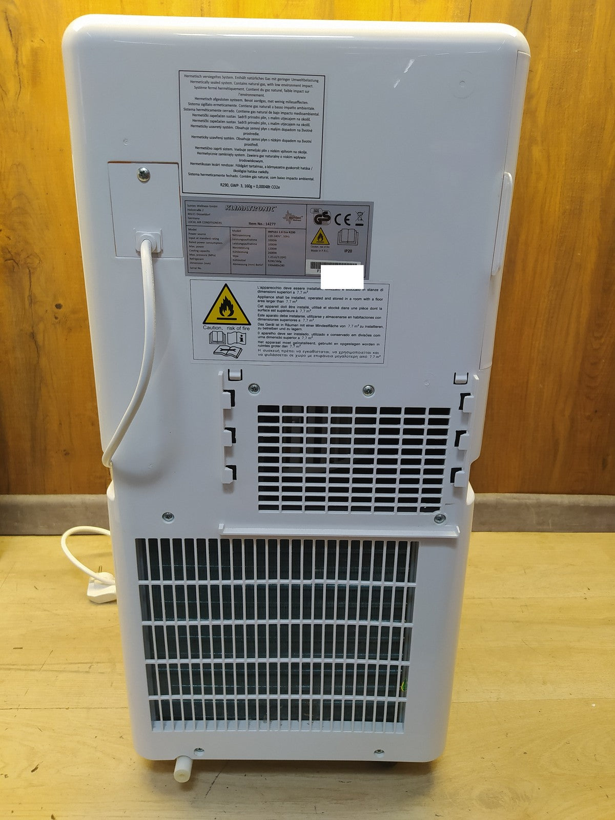 Suntec 14277 mobile Klimaanlage Impuls 2.6 Eco R290 9000 BTU/h EEK: A I39050