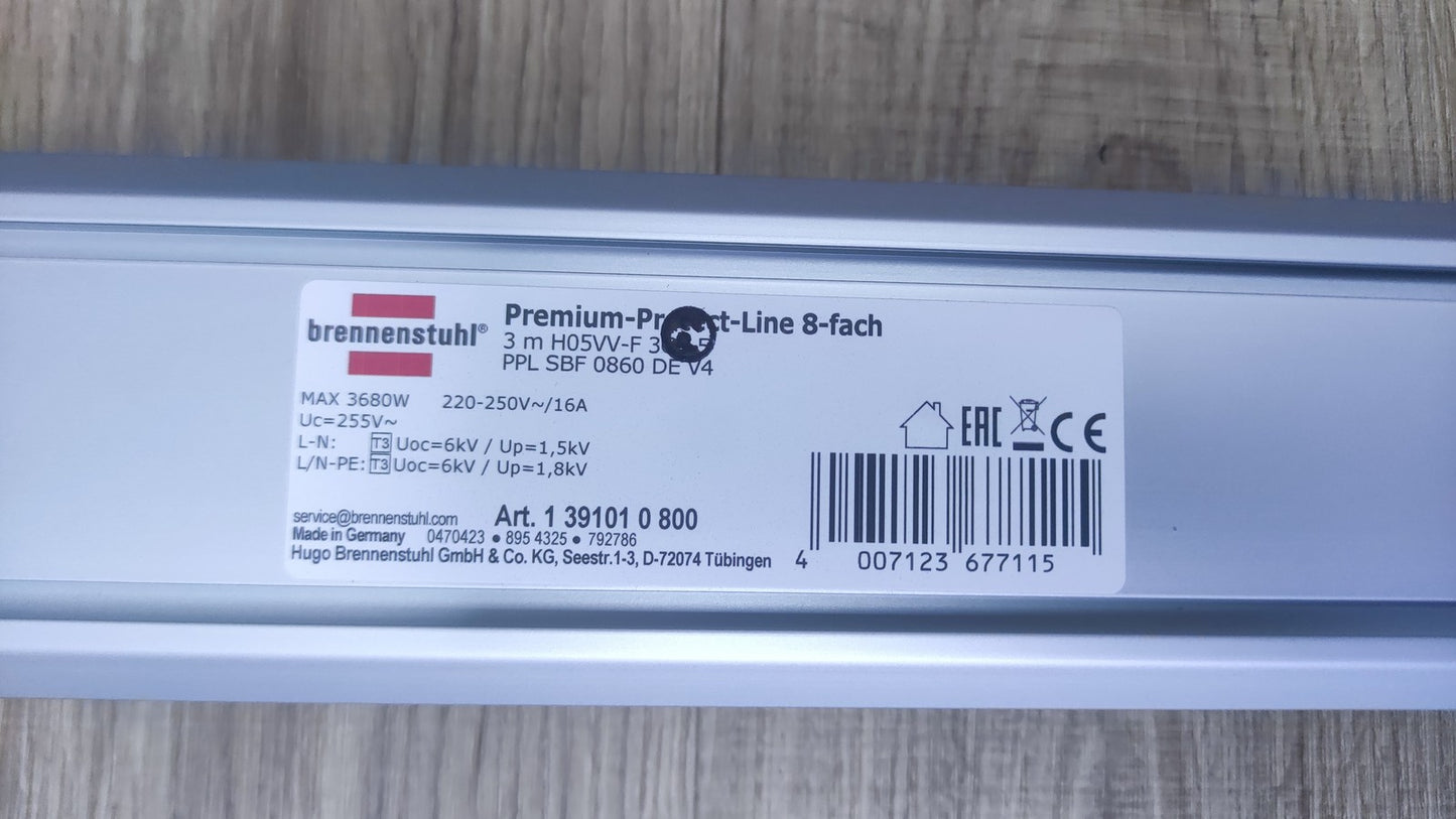 Brennenstuhl Premium-Protect-Line Steckdosenleiste 8-Fach 1391010800, I38098