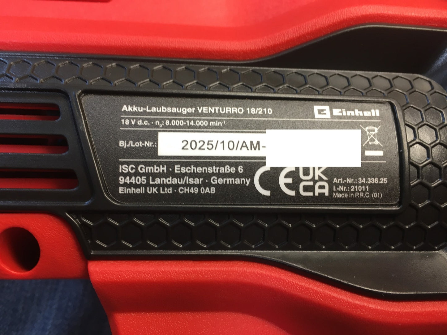 Einhell Akku-Laubsauger VENTURRO 18/210 SOLO 18 V I38179