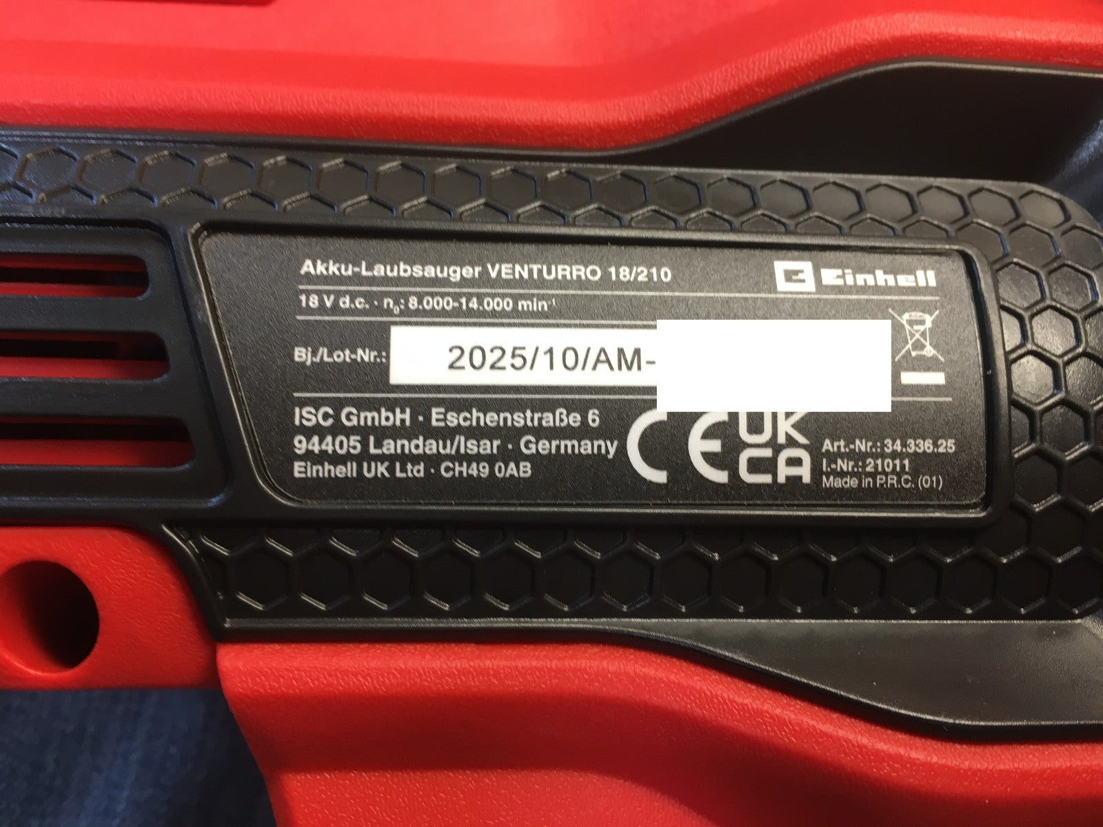 Einhell Akku-Laubsauger VENTURRO 18/210 SOLO 18 V I38179