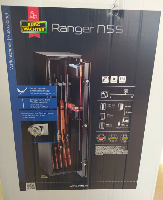 BURG-WÄCHTER Ranger N 5 S Waffenschrank für 5 Langwaffen, mit Schlüssel, I38722
