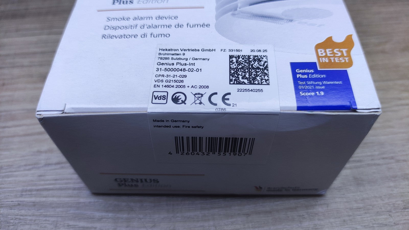 Hekatron Rauchmelder Genius Plus mit Batterien 31-5000048-02-01, I37110