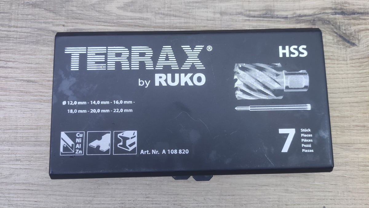 TERRAX A108820 Kernbohrer-Satz HSS mit Weldonschaft (3/4") 7-teilig I40879