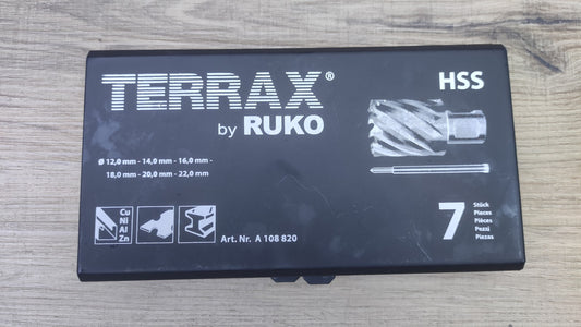 TERRAX A108820 Kernbohrer-Satz HSS mit Weldonschaft (3/4") 7-teilig I40879