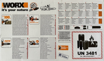Worx WG322E Akku-Kettensäge 20V, 24 cm, inkl. Akku 2,0Ah, I38514
