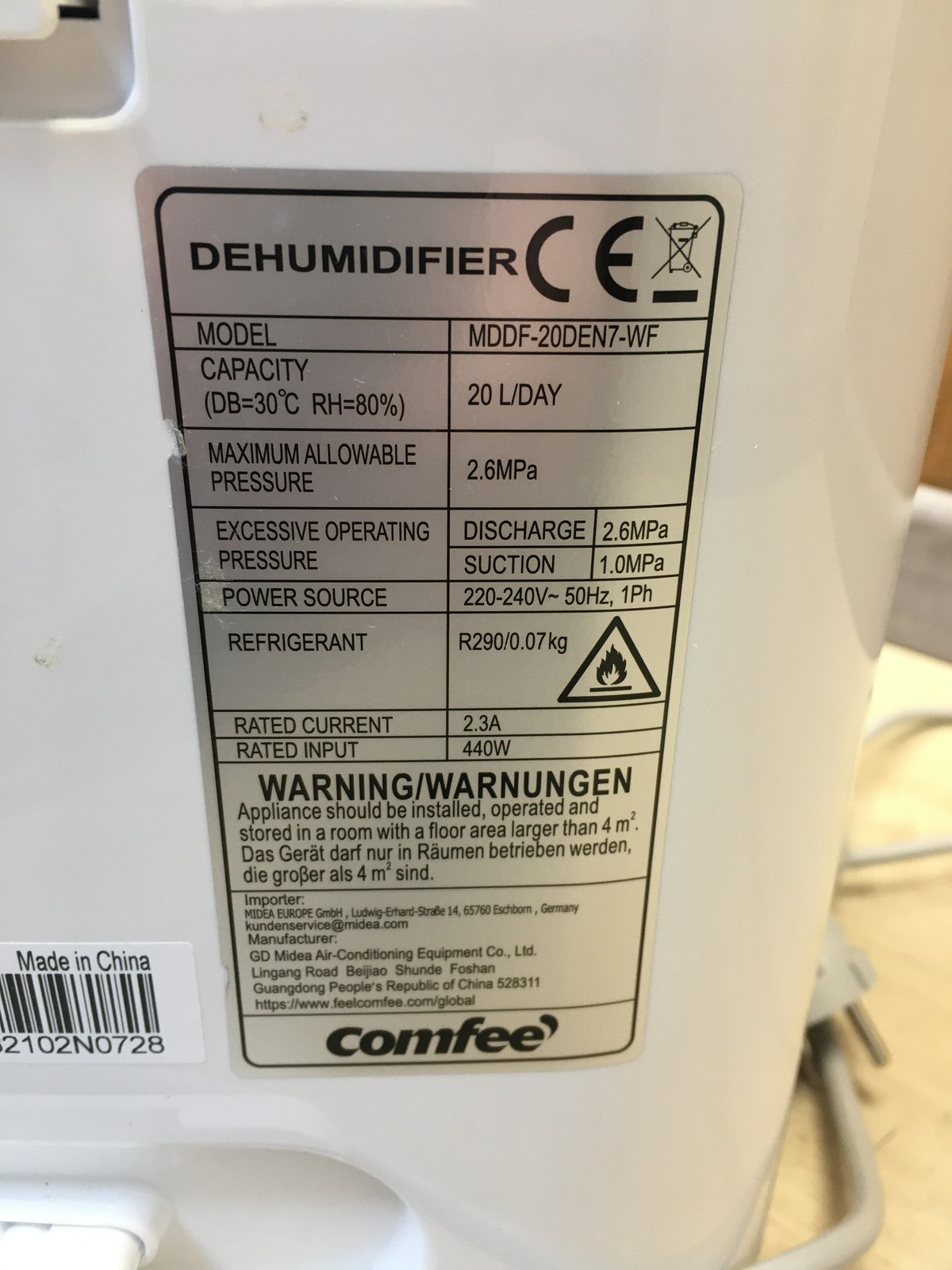 Comfee Luftentfeuchter MDDF-20DEN7-WF, I38032