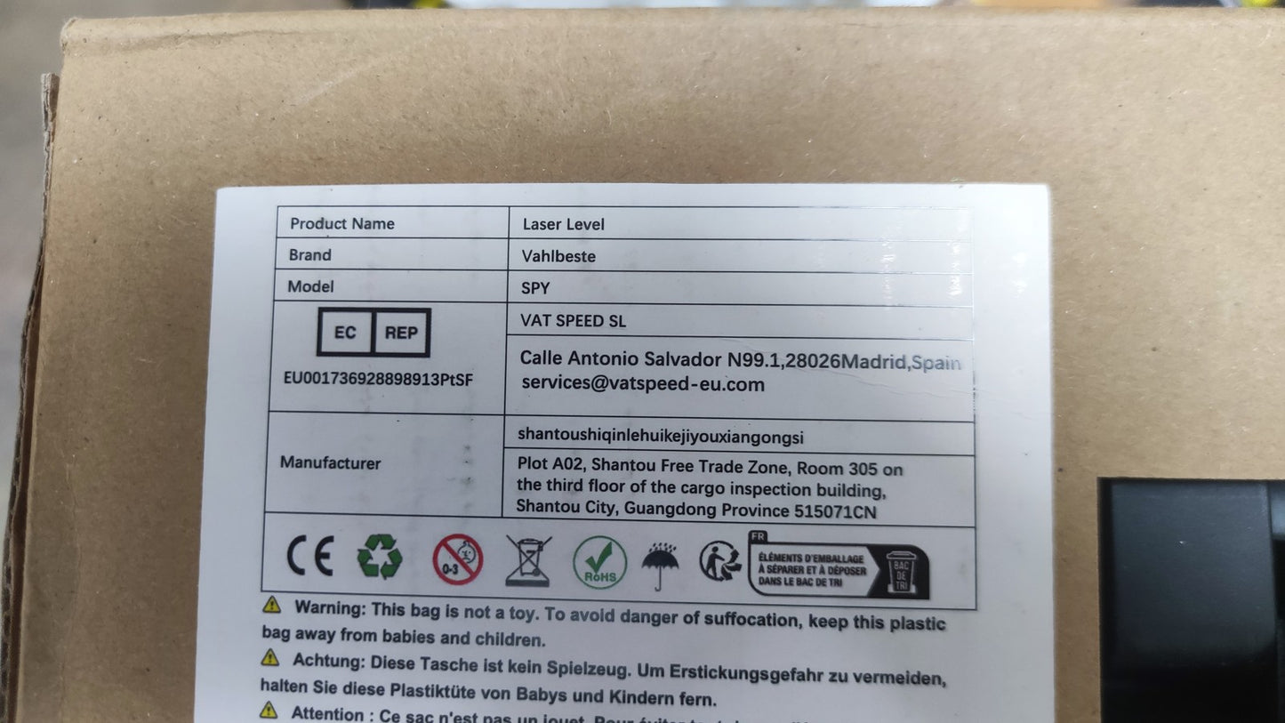 Vahlbeste SPY Kreuzlinienlaser mit Stativ, mit 2x4800mAh Akku, I38035