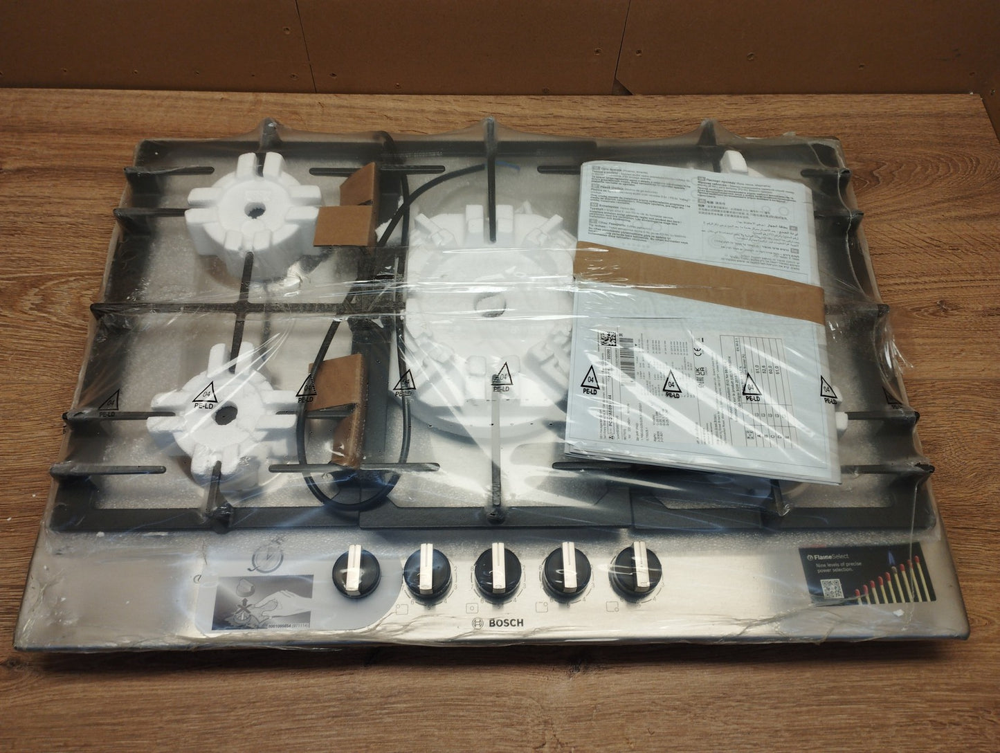 Bosch Gaskochfeld PCQ7A5B90 Series 6, Gas Hob, 75 cm, Edelstahl, I39438