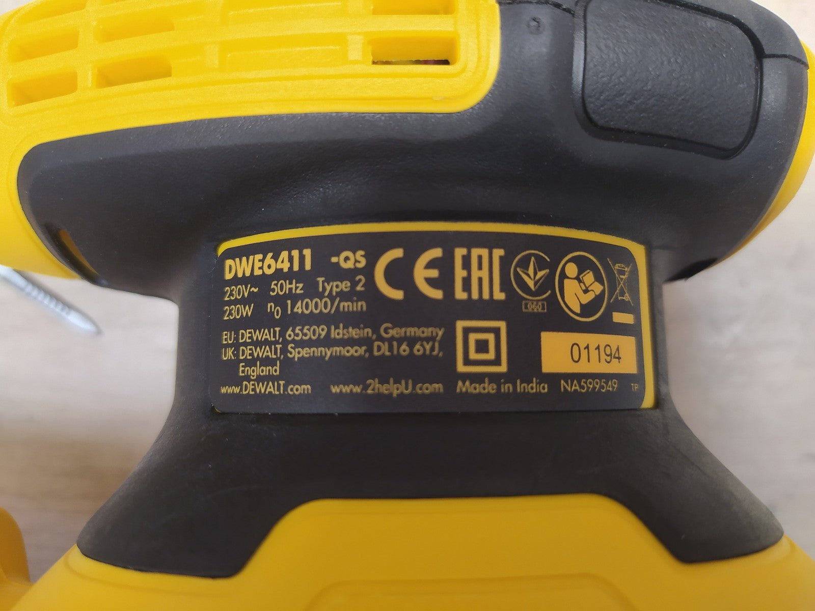 DeWalt DWE6411 Vibratiosnschleifer/ Schwingschleifer, 230 Watt, I38456