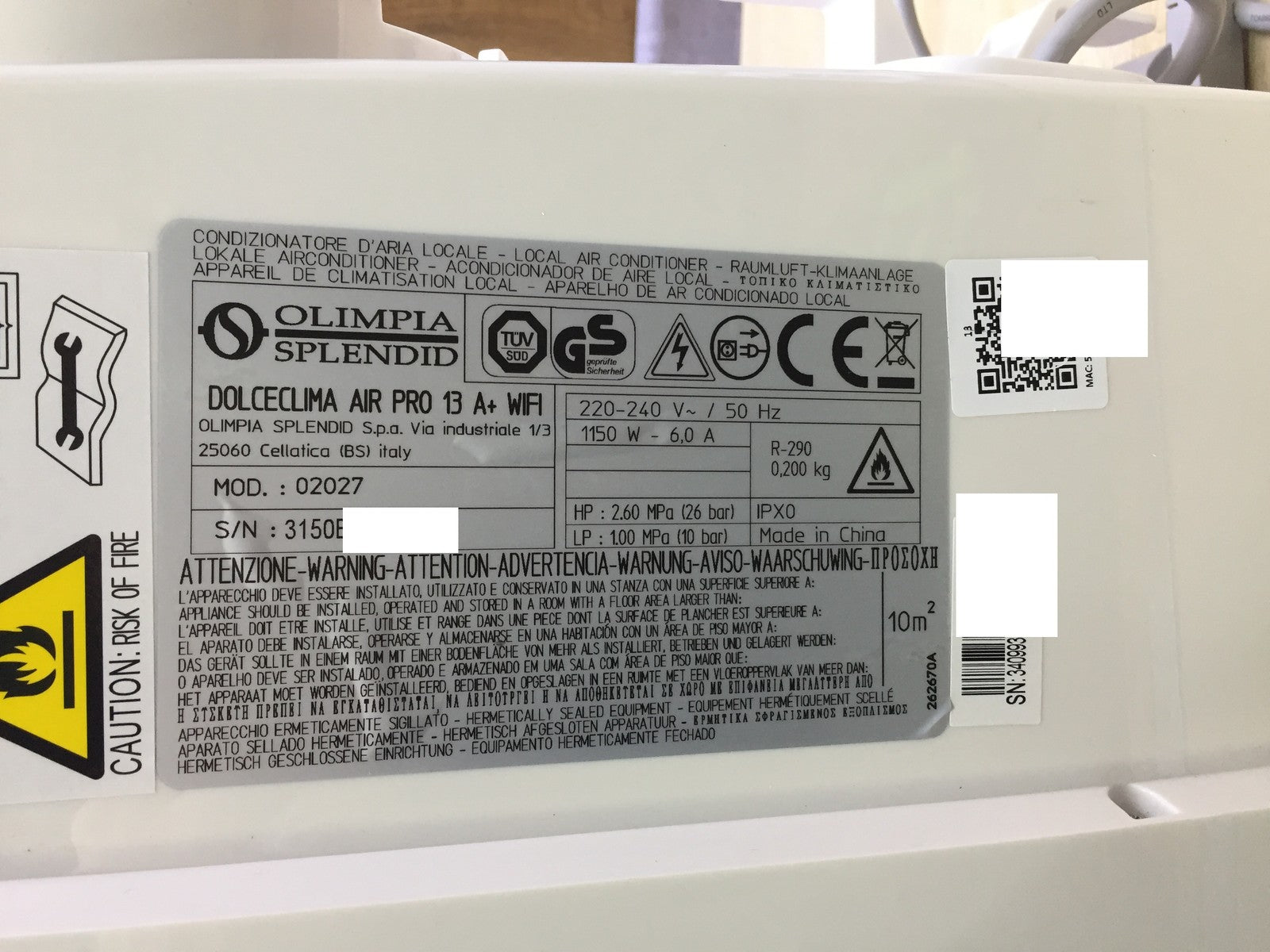 Olimpia Splendid Dolceclima Air Pro 13 A+ Mobiles Klimagerät 02027 EEK:A+ I33511