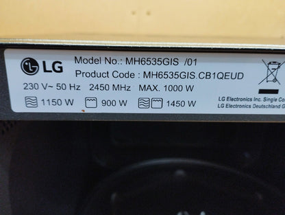 LG MH6535GIS Mikrowelle mit Grill, 25L, 1000W Grill 900W, I39733